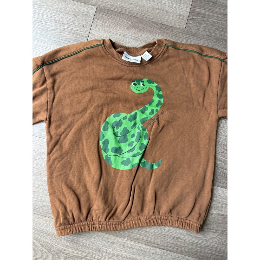 Mini Rodini Kids Brown Snake Print Organic Cotton Sweatshirt US 7-9Y EU 128/134